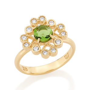 GOLD RING WITH CRYSTAL AND ZIRCONIA