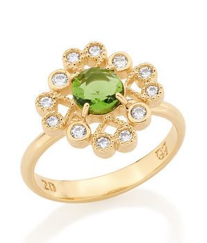GOLD RING WITH CRYSTAL AND ZIRCONIA