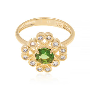 GOLD RING WITH CRYSTAL AND ZIRCONIA