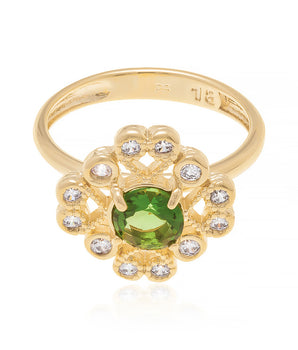 GOLD RING WITH CRYSTAL AND ZIRCONIA