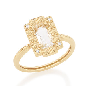 GOLD RING WITH CRYSTAL AND ZIRCONIA