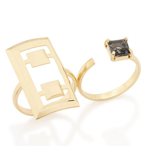 GOLD RING WITH CRYSTAL