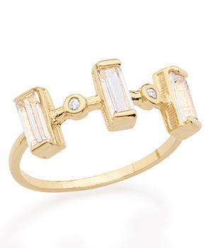 GOLD RING WITH CRYSTAL AND ZIRCONIA