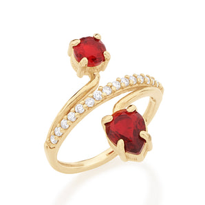 GOLD RING WITH CRYSTAL AND ZIRCONIA