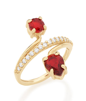 GOLD RING WITH CRYSTAL AND ZIRCONIA