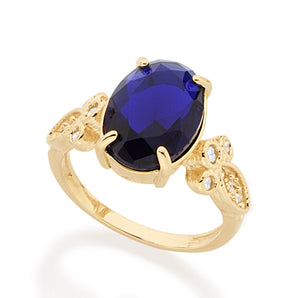 GOLD RING WITH CRYSTAL AND ZIRCONIA
