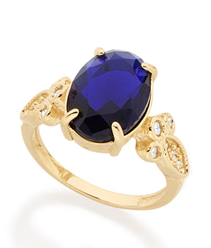 GOLD RING WITH CRYSTAL AND ZIRCONIA