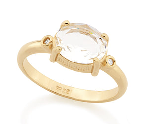 GOLD RING WITH CRYSTAL AND ZIRCONIA