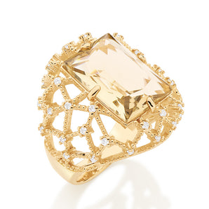 GOLD RING WITH CRYSTAL AND ZIRCONIA