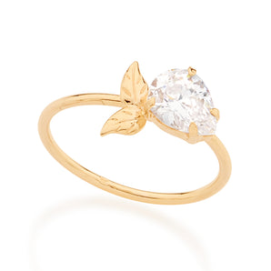 GOLD PLATED RING WITH ZIRCONIA