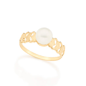 GOLD RING WITH PEARL