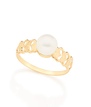 GOLD RING WITH PEARL