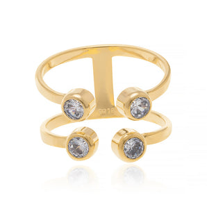 GOLD PLATED RING WITH ZIRCONIA