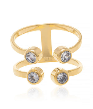 GOLD PLATED RING WITH ZIRCONIA