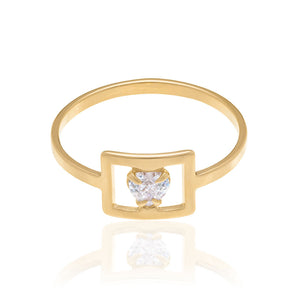 GOLD PLATED RING WITH ZIRCONIA