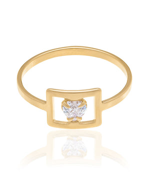 GOLD PLATED RING WITH ZIRCONIA