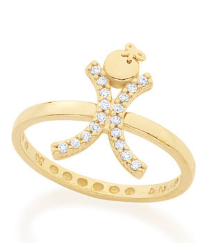 GOLD PLATED RING WITH ZIRCONIA