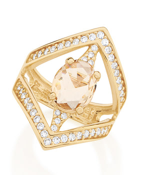 GOLD PLATED RING WITH CRISTALS AND ZIRCONIA