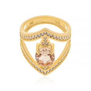 GOLD PLATED RING WITH CRISTALS AND ZIRCONIA