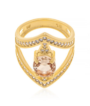 GOLD PLATED RING WITH CRISTALS AND ZIRCONIA