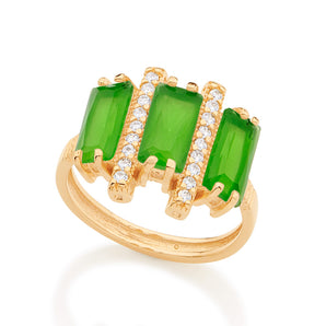 GOLD PLATED RING WITH CRISTALS AND ZIRCONIA