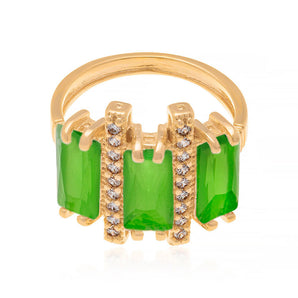 GOLD PLATED RING WITH CRISTALS AND ZIRCONIA