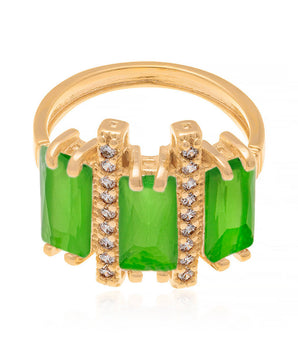 GOLD PLATED RING WITH CRISTALS AND ZIRCONIA