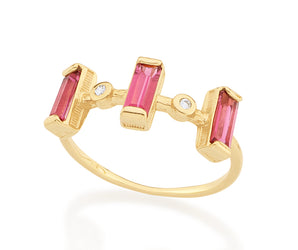 GOLD PLATED RING WITH CRISTALS AND ZIRCONIA