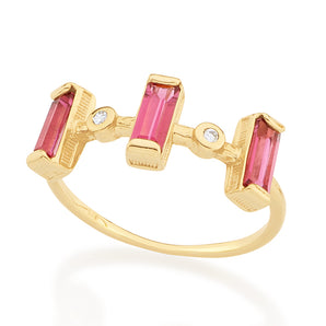 GOLD PLATED RING WITH CRISTALS AND ZIRCONIA