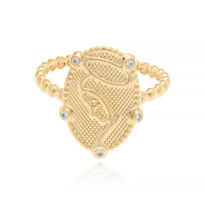 GOLD PLATED RING WITH ZIRCONIA