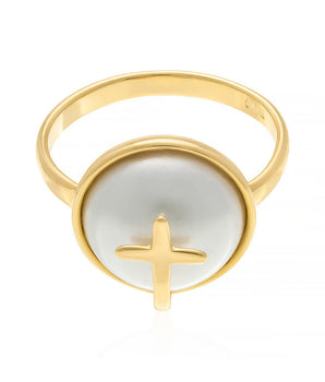 GOLD RING WITH PEARL