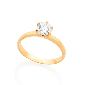 RHODIUM PLATED RING WITH ZIRCONIA