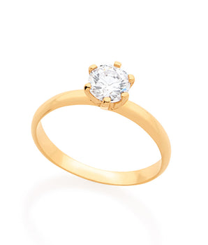 RHODIUM PLATED RING WITH ZIRCONIA