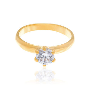 RHODIUM PLATED RING WITH ZIRCONIA