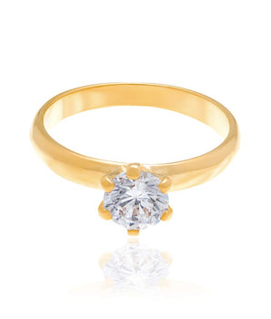 RHODIUM PLATED RING WITH ZIRCONIA