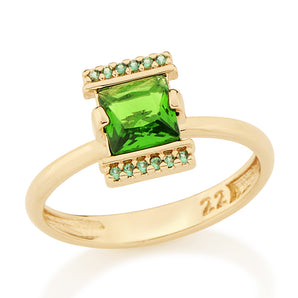 GOLD RING WITH CRYSTAL AND ZIRCONIA