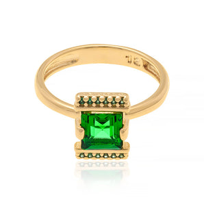 GOLD RING WITH CRYSTAL AND ZIRCONIA