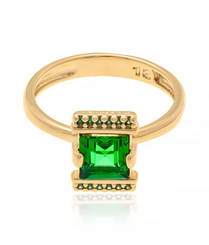 GOLD RING WITH CRYSTAL AND ZIRCONIA