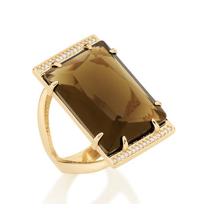 GOLD RING WITH CRYSTAL AND ZIRCONIA