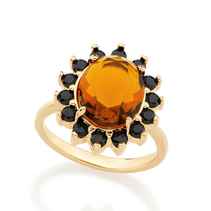 GOLD RING WITH CRYSTAL AND ZIRCONIA
