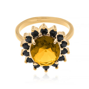 GOLD RING WITH CRYSTAL AND ZIRCONIA