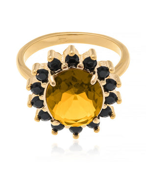 GOLD RING WITH CRYSTAL AND ZIRCONIA