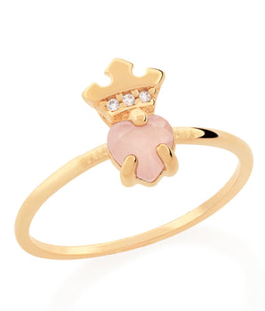 GOLD RING WITH CRYSTAL AND ZIRCONIA