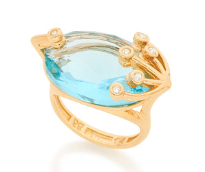 GOLD RING WITH CRYSTAL AND ZIRCONIA