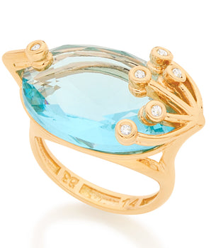 GOLD RING WITH CRYSTAL AND ZIRCONIA