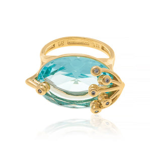 GOLD RING WITH CRYSTAL AND ZIRCONIA