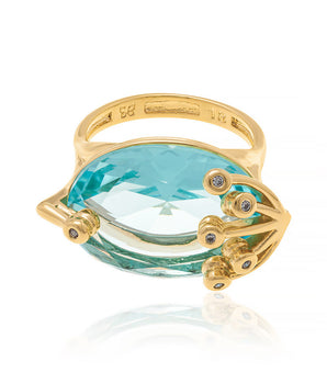 GOLD RING WITH CRYSTAL AND ZIRCONIA