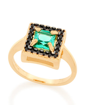 GOLD RING WITH CRYSTAL AND ZIRCONIA