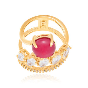 GOLD RING WITH CRYSTAL AND ZIRCONIA