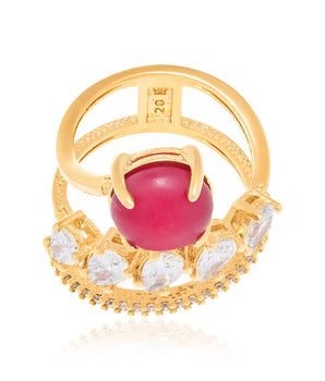 GOLD RING WITH CRYSTAL AND ZIRCONIA